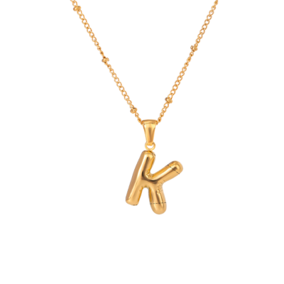 Bubble Stil Elegant Gold Initial Necklace