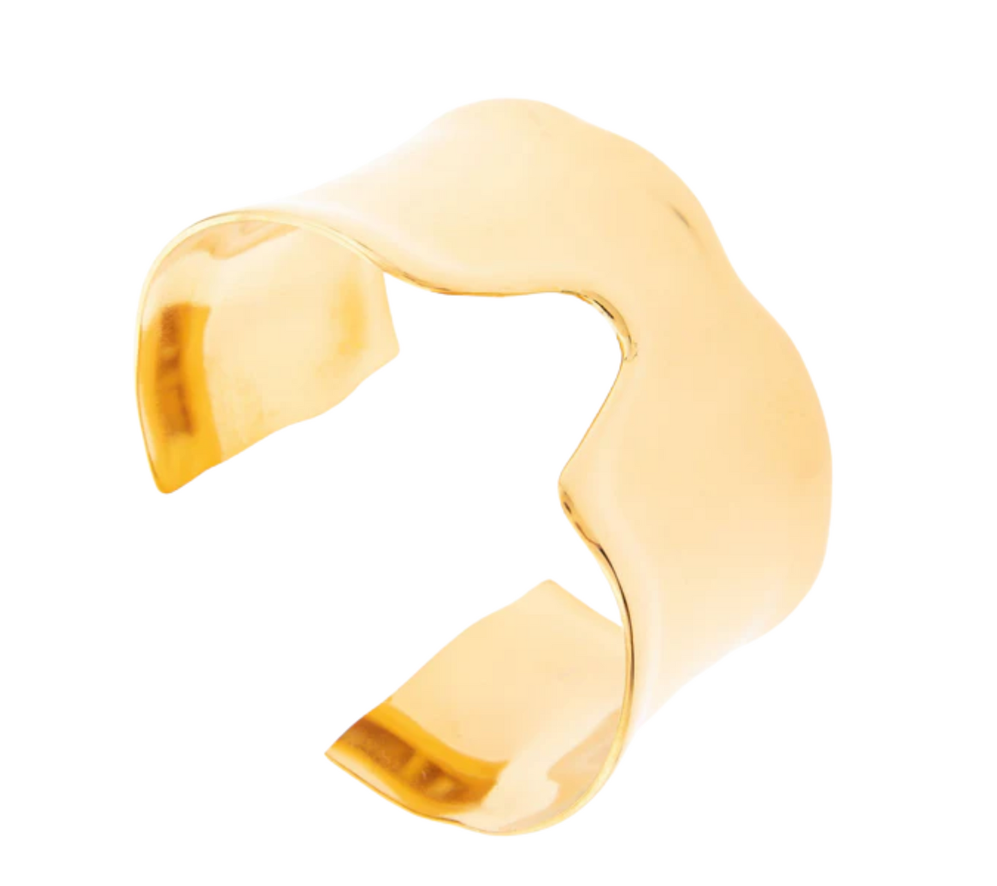 Aura Cuff – Skulpturalt Guldpläterat Armband med Högblank Finish