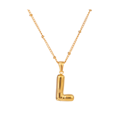 Bubble Stil Elegant Gold Initial Necklace