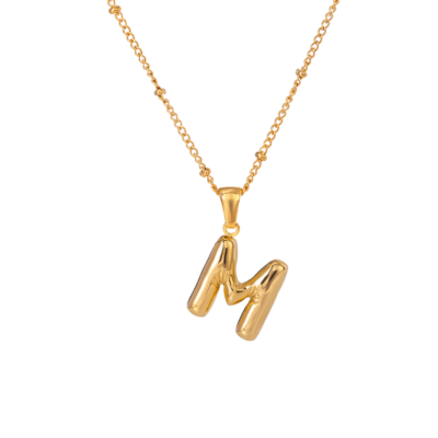 Bubble Stil Elegant Gold Initial Necklace