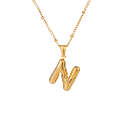 Bubble Stil Elegant Gold Initial Necklace