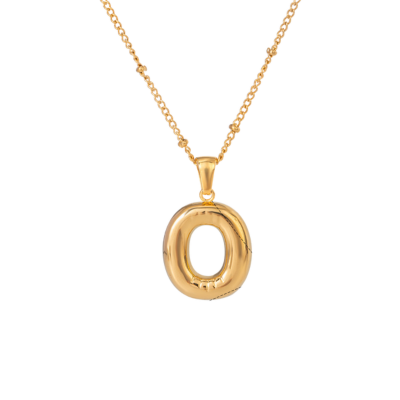 Bubble Stil Elegant Gold Initial Necklace