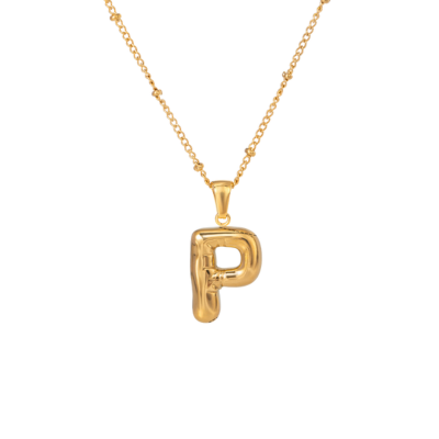 Bubble Stil Elegant Gold Initial Necklace