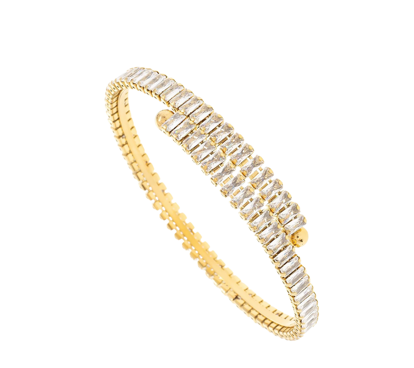 Lueur Cuff – Guldpläterat Armband med Dubbelradiga Kristaller