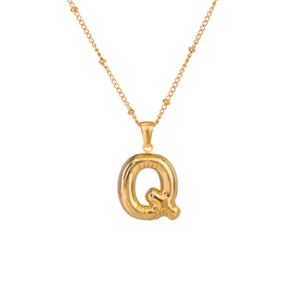 Bubble Stil Elegant Gold Initial Necklace