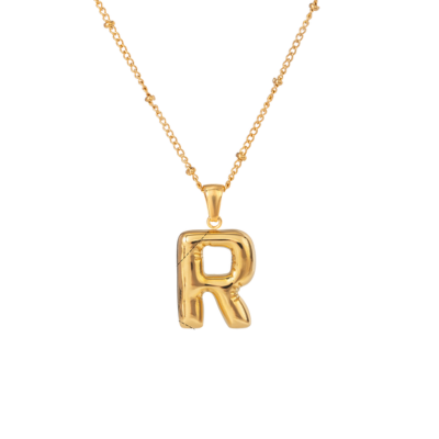 Bubble Stil Elegant Gold Initial Necklace