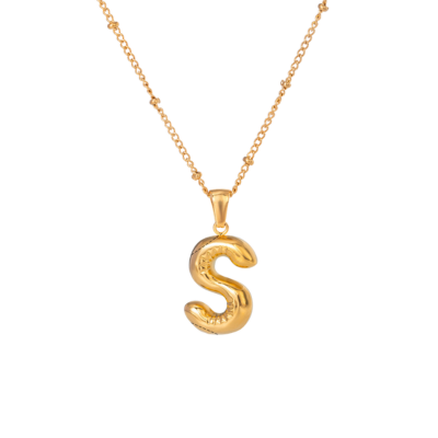 Bubble Stil Elegant Gold Initial Necklace
