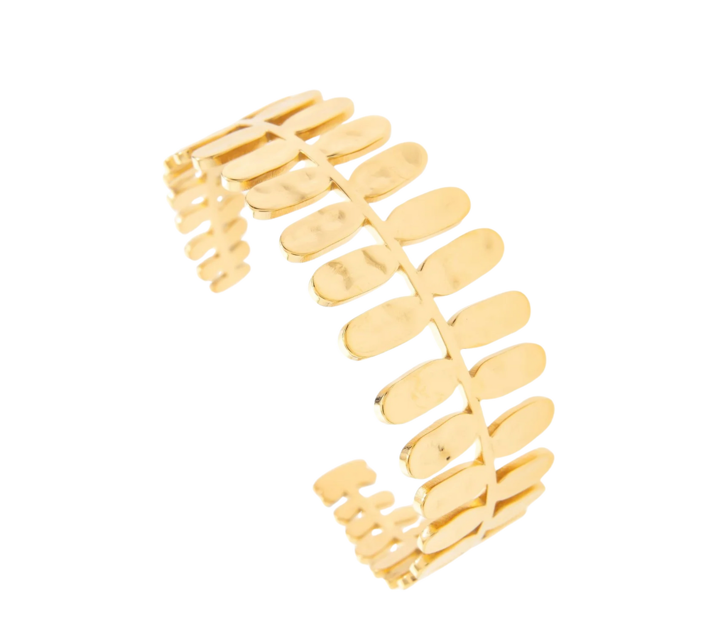 Laurel Cuff – Guldpläterat Armband med Bladinspirerad Skulpturform