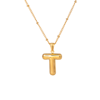 Bubble Stil Elegant Gold Initial Necklace