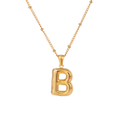 Bubble Stil Elegant Gold Initial Necklace