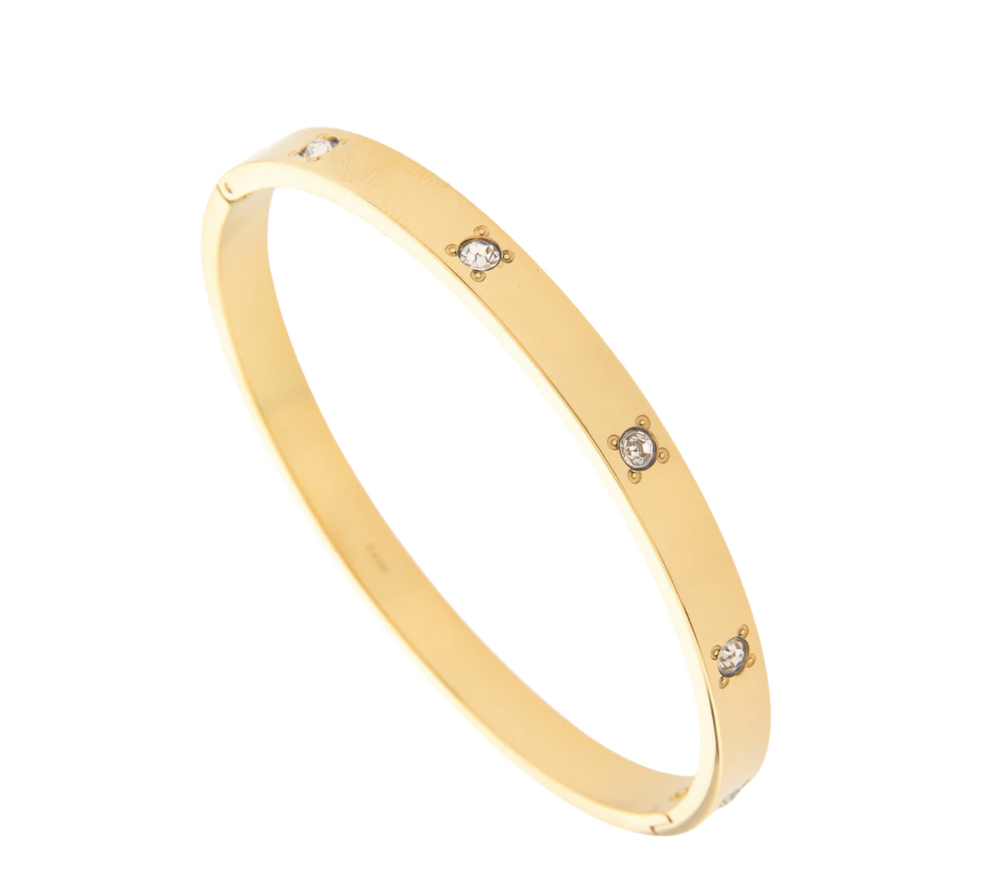 Clarity Bangle – Guldpläterat Armband med Kristalldetaljer & Polerad Yta