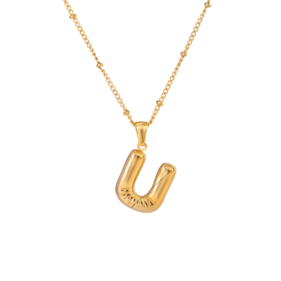 Bubble Stil Elegant Gold Initial Necklace