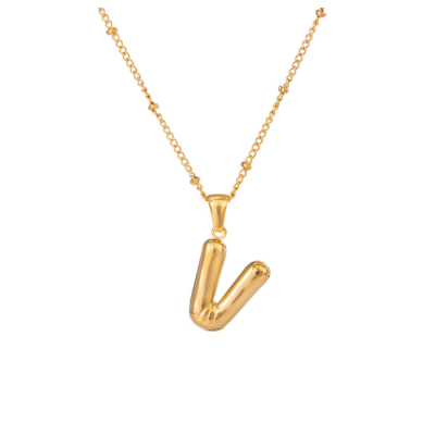 Bubble Stil Elegant Gold Initial Necklace