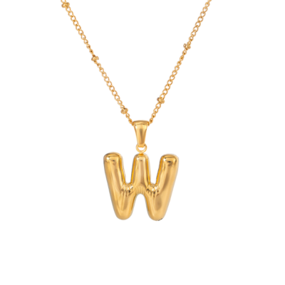 Bubble Stil Elegant Gold Initial Necklace