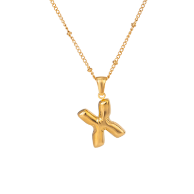 Bubble Stil Elegant Gold Initial Necklace