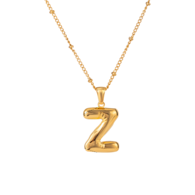 Bubble Stil Elegant Gold Initial Necklace