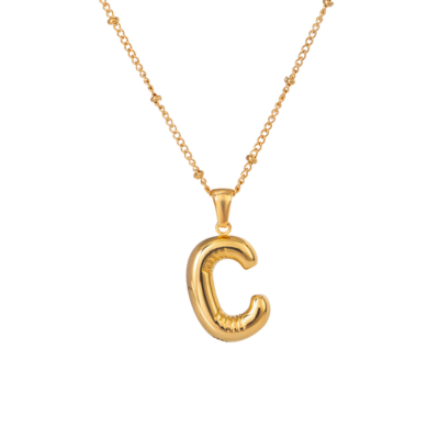 Bubble Stil Elegant Gold Initial Necklace