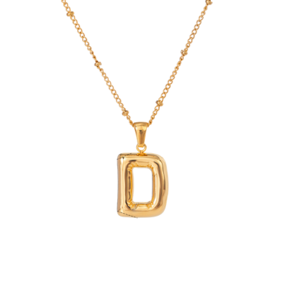 Bubble Stil Elegant Gold Initial Necklace