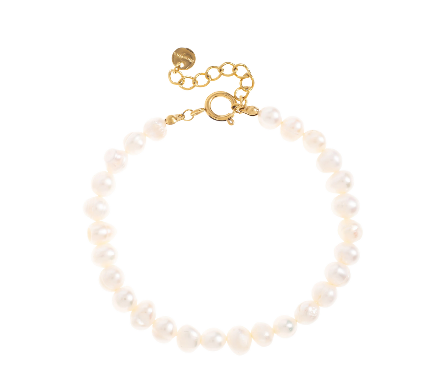 Classic Pearl Bracelet – Armband med Äkta Sötvattenspärlor & Guldpläterade Detaljer
