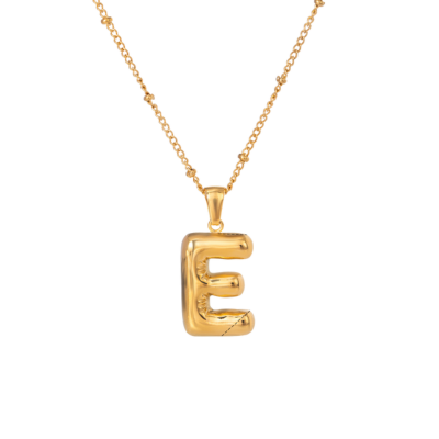 Bubble Stil Elegant Gold Initial Necklace