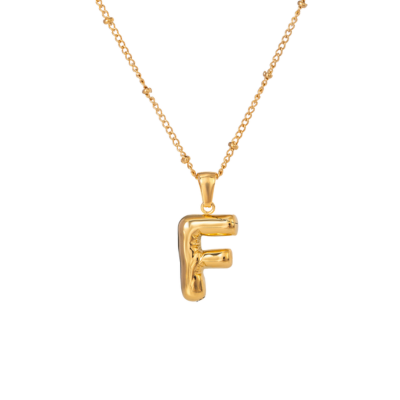 Bubble Stil Elegant Gold Initial Necklace