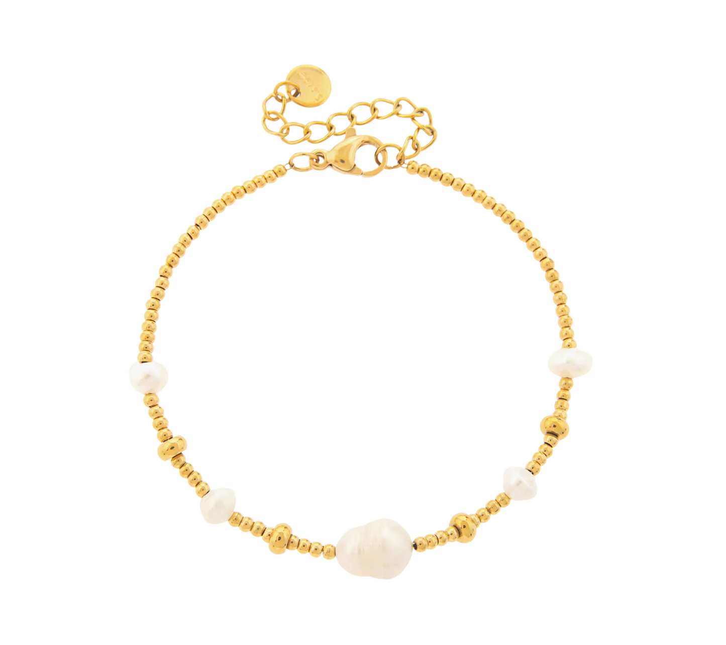 Pearl Bead Bracelet – Armband med Äkta Sötvattenspärlor & Guldpläterade Pärlor