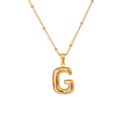 Bubble Stil Elegant Gold Initial Necklace