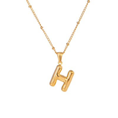 Bubble Stil Elegant Gold Initial Necklace