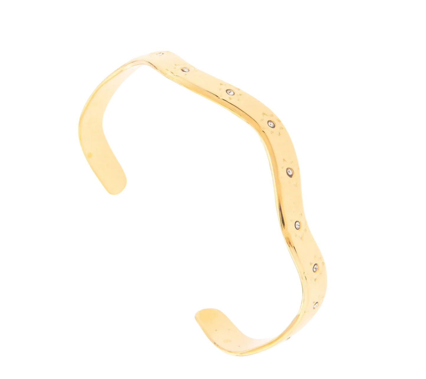 Celeste Cuff – Guldpläterat Armband med Kristalldetaljer & Vågmjuk Form