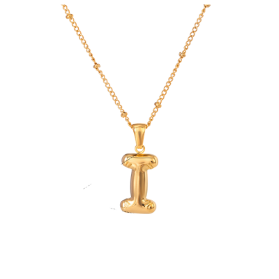 Bubble Stil Elegant Gold Initial Necklace