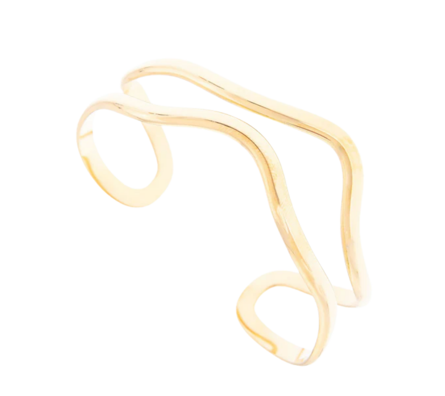 Flow Cuff – Skulpturalt Guldpläterat Armband med Våginspirerad Design