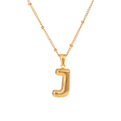 Bubble Stil Elegant Gold Initial Necklace