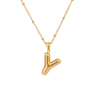 Bubble Stil Elegant Gold Initial Necklace