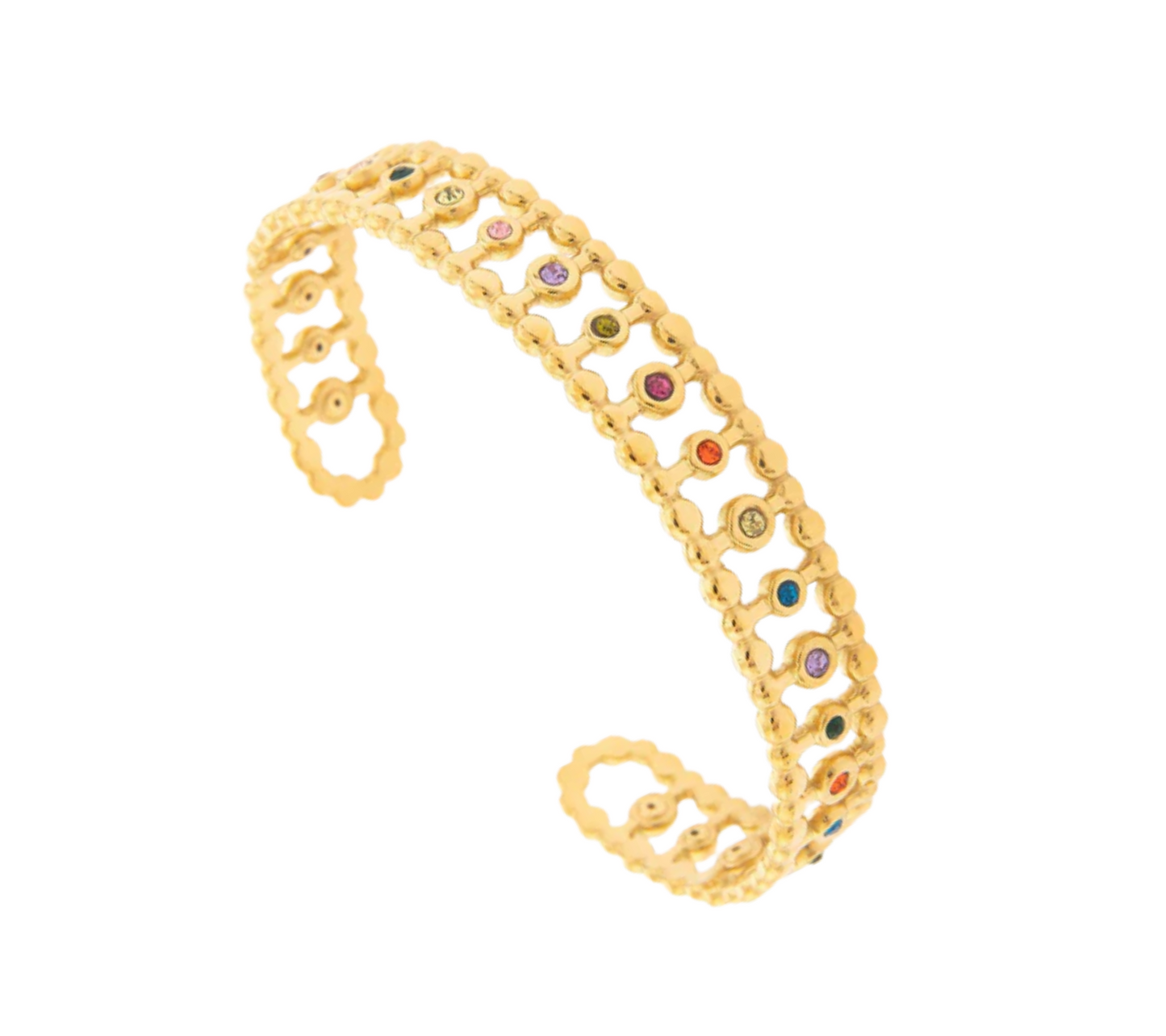 Solara Cuff – Guldpläterat Armband med Färgstarka Kristaller