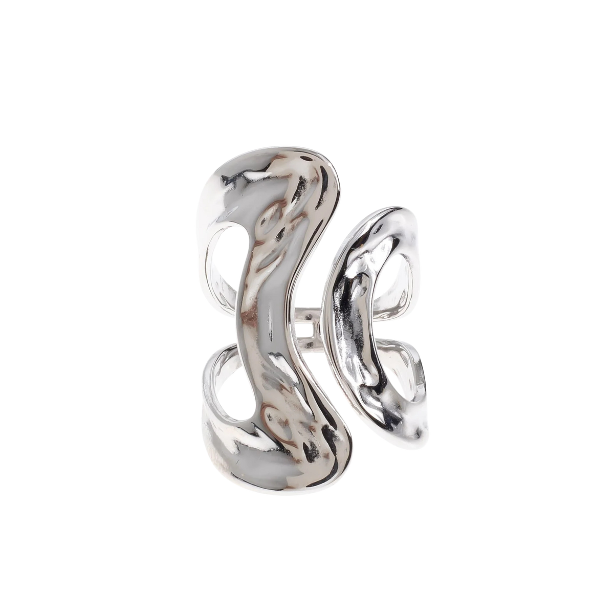 Dubbel ring i guld – sculptural statement ring med öppen design
