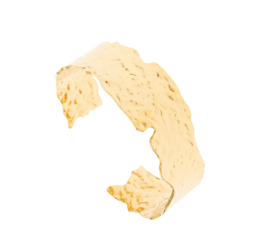 Irregular Natural Edge Hammered Texture Cuff – Gold