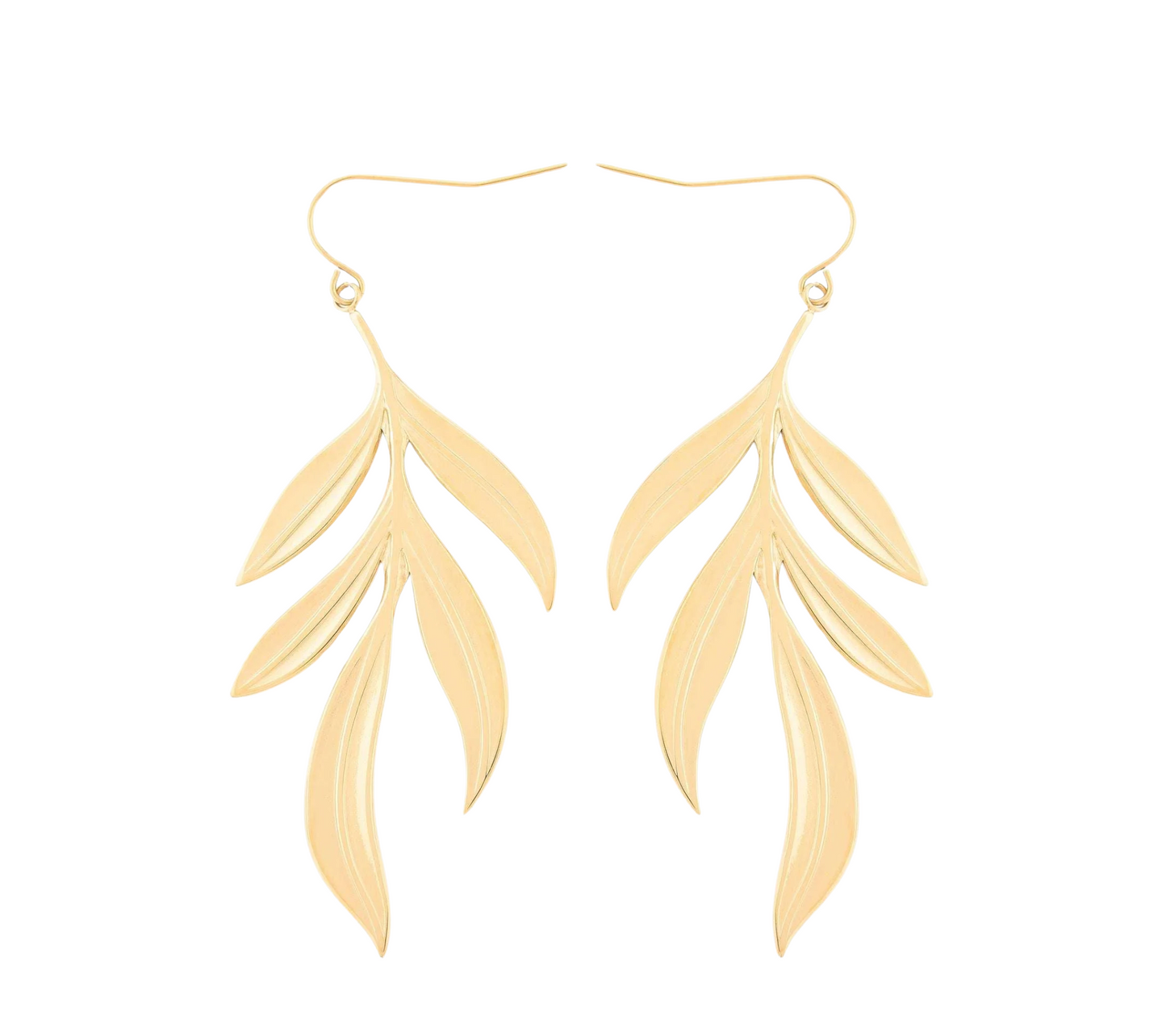 Willow Earrings – Långa Guldörhängen med Hängande Blad