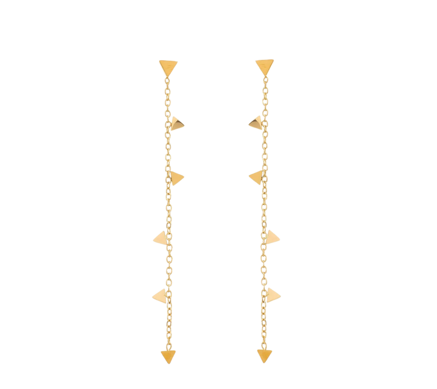 Nova Earrings – Guldörhängen med Kedjedesign & Triangelhängen